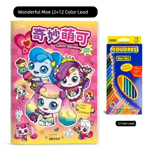 Sevimli Anime Kızları İzleme Kitabı - Harika Meng Can ② + 12 Renkli Kurşun Kalem