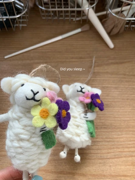 El Yapımı Koyun Peluş Anahtarlık Çanta Kolyesi - Kuzu - 7