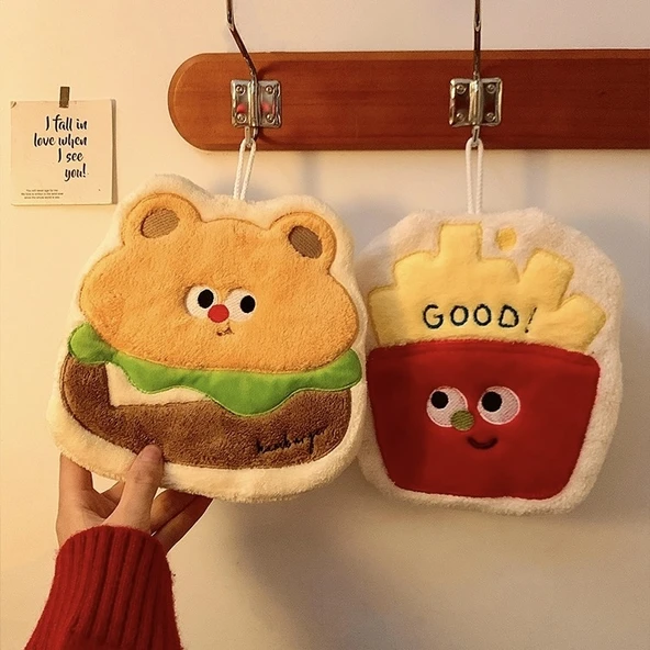 Sevimli Çizgi Film El Havlusu - Hamburger Ayı, 22x19x2cm - 2