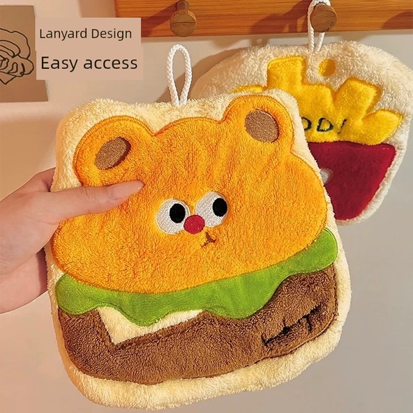 Sevimli Çizgi Film El Havlusu - Hamburger Ayı, 22x19x2cm - 5