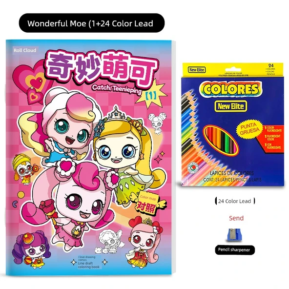 Sevimli Anime Kızları İzleme Kitabı - Harika Moe ① + 24 Renkli Kurşun Kalem