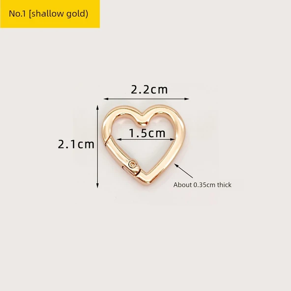 Kalp Yaylı Çanta Aksesuarı - Açık Altın 1 (2'li Paket)