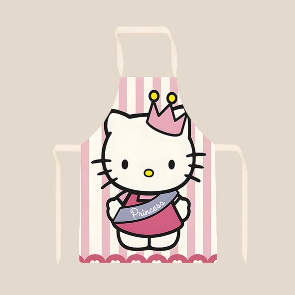 Hello Kitty Desenli Sevimli Kedi Figürlü Kolsuz Mutfak Önlüğü - Kedi 10 65x75cm Yetişkin Pamuklu