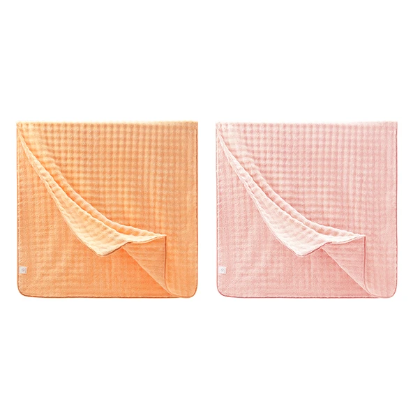 Antibakteriyel Mercan Polar Banyo Havlusu - Oksijen Turuncusu + Şeftali Tozu - 70x140cm