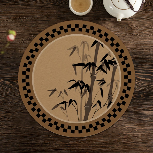 Antik Stil Diatomit Çamur Amerikan Servisi - YP Yuvarlak-Ortası Antik Bambu - 20x20cm