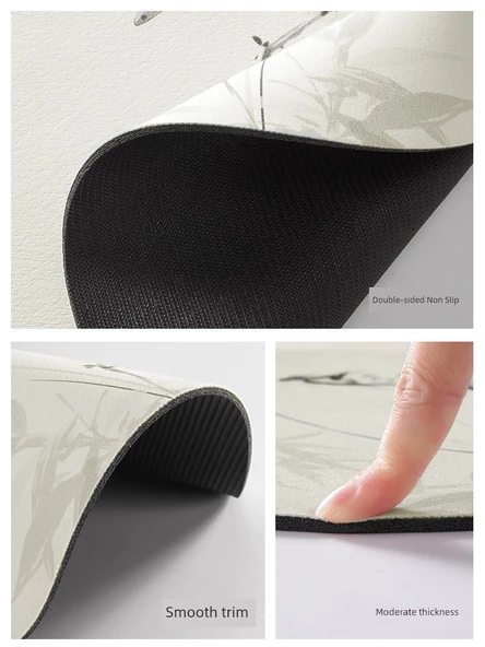 Çin İ mürekkebi Desenli Çay Altlığı - Lotus Pond Yaqu - 35x35cm - Anında Su Emici - Resim 6