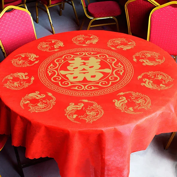 Tek Kullanımlık Düğün Masa Örtüsü - 8 Adet Kare Xi Karakterli 200x214cm