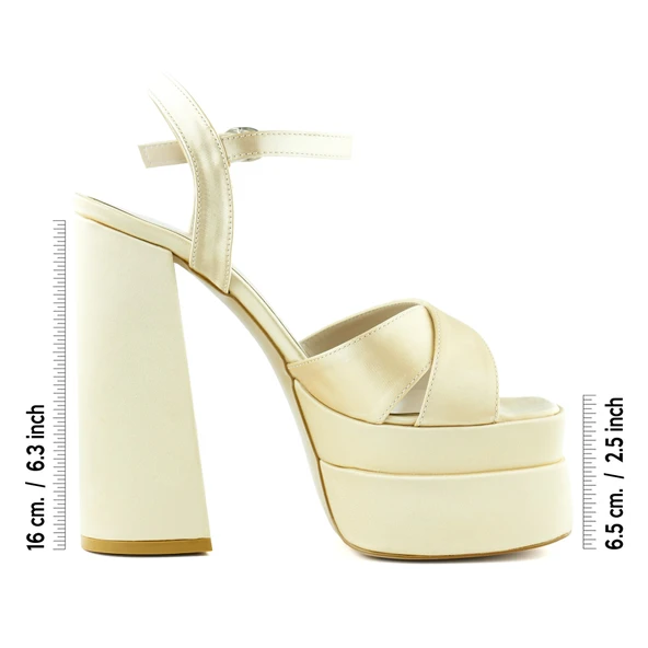 Erkan Saçmacı Whitney Ten Saten Önü Arkası Açık Çift Platformlu Bantlı Kalın Topuklu Abiye Ayakkabı - 2