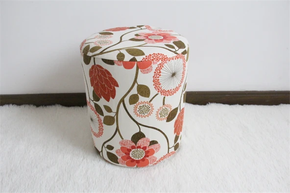 Pamuklu Yuvarlak Tabure Sandalye Kılıfı - Lotus Göleti Ay Işığı 22x26cm