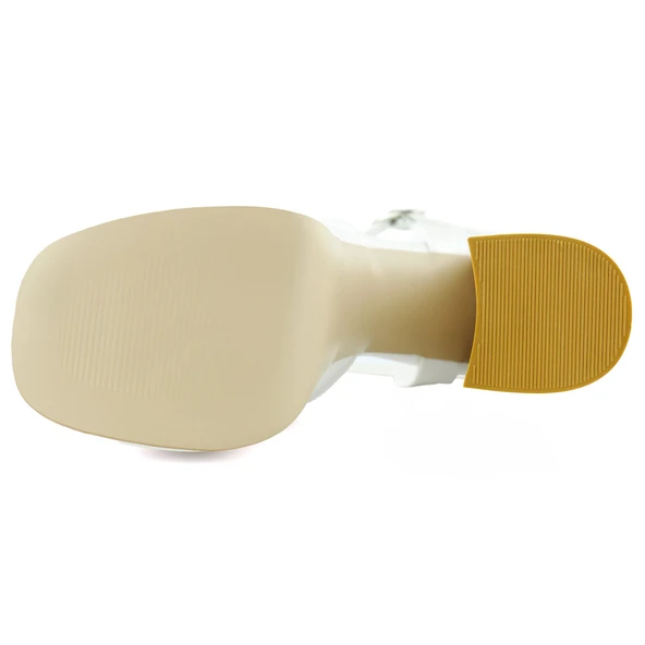 Erkan Saçmacı Celine İnci Beyaz Çapraz Bantlı Çift Platformlu Kalın Topuklu Abiye Gelin Ayakkabısı - 6