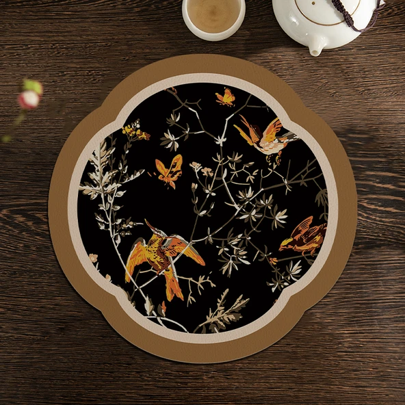 Antik Stil Diatomit Çamur Amerikan Servisi - YP Bardak-Halka Ortası Antik Altın Kırlangıç - 20x20cm