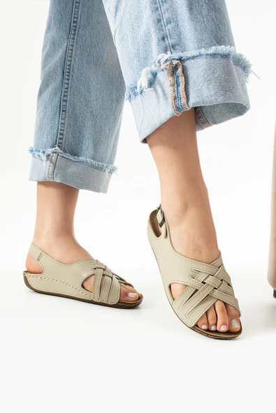 Albishoes Darma Anatomik Yumuşak Rahat Taban Kadın Sandalet Anne Orta Yaş Genç Şık Sandalet Terlik - 4