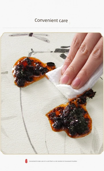 Çin İ mürekkebi Desenli Çay Altlığı - Lotus Pond Yaqu - 35x35cm - Anında Su Emici - Resim 9