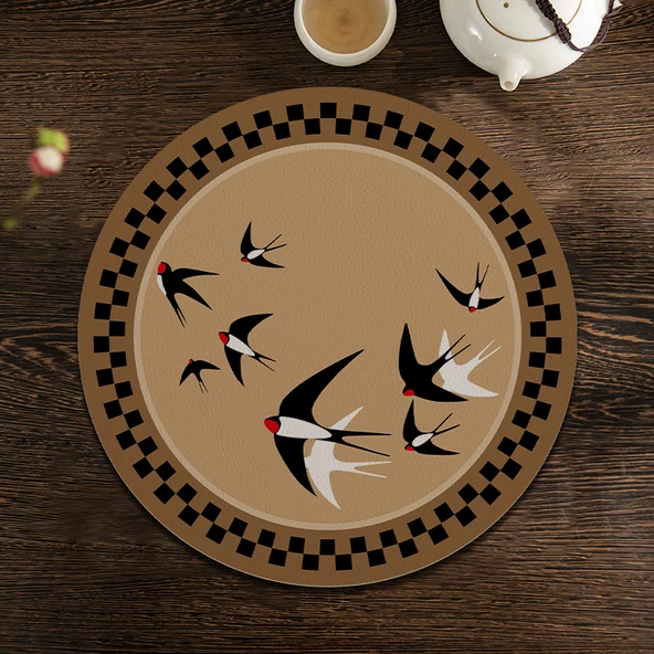 Antik Stil Diatomit Çamur Amerikan Servisi - YP Daire-Ortası Antik Kırlangıç - 20x20cm
