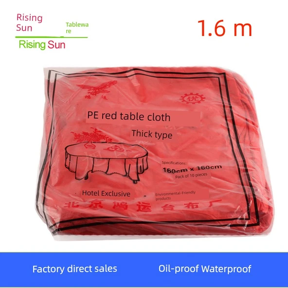 Tek Kullanımlık Masa Örtüsü - 160cm * 160cm - Kırmızı - Kalınlaştırılmış