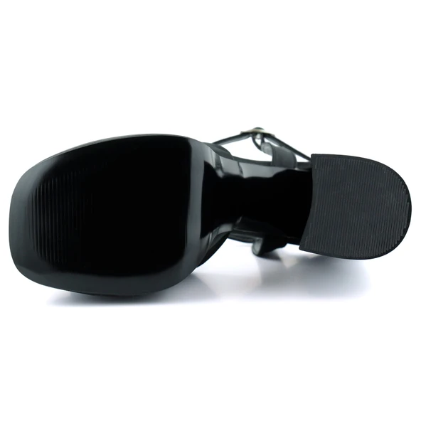 Erkan Saçmacı Whitney Siyah Saten Arkası Açık Çift Platformlu Bantlı Kalın Topuklu Abiye Ayakkabı - 6