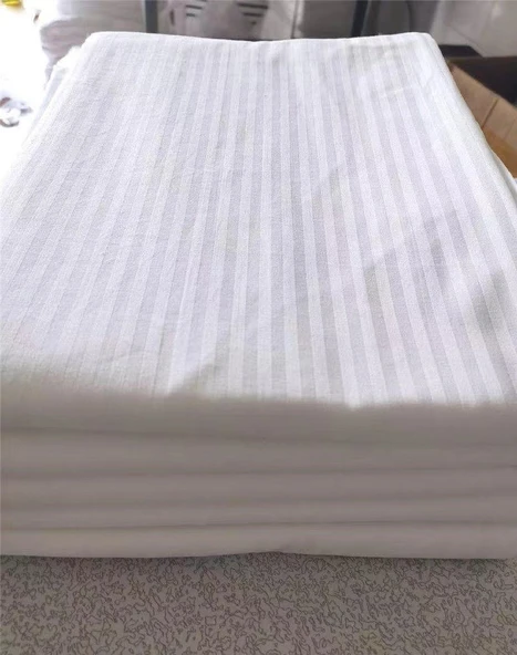 Beyaz Saten Şeritli Otel Tipi Çarşaf - 2.3 m x 2.5 m