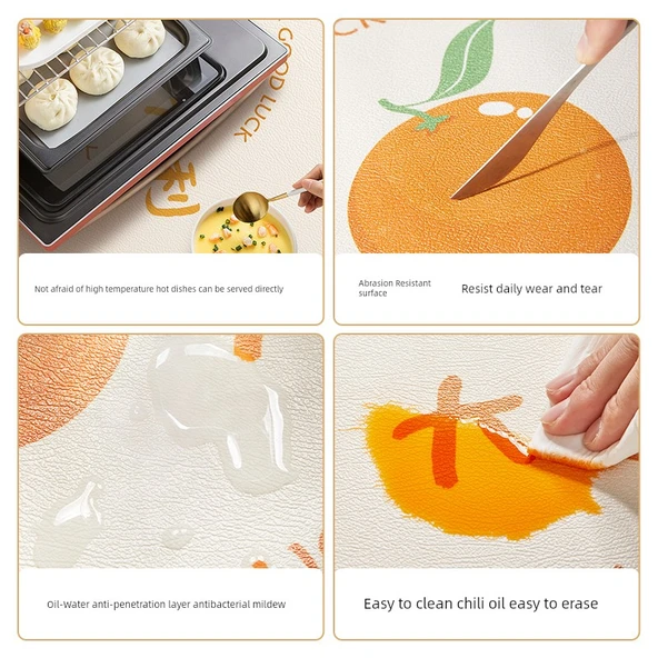 Çin Tarzı Su Geçirmez PVC Masa Örtüsü - Jiyan Çiçek Dalı-Koyun Postu Desenli 70x130cm - Resim 5