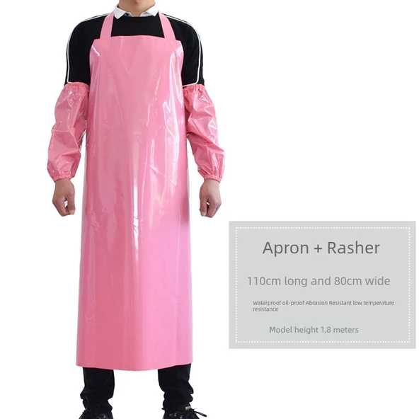 TPU Su Geçirmez Önlük - Kalın Pembe + Kollu