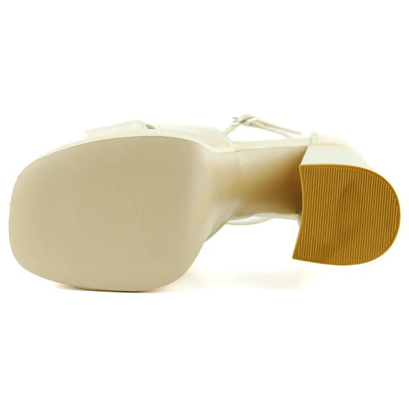 Erkan Saçmacı Celine Ten Saten Önü Açık Çapraz Bantlı Çift Platformlu Kalın Topuklu Abiye Ayakkabı - 6