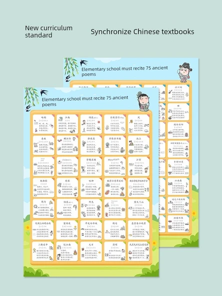 Çocuklar için Antik Şiir Duvar Stickerı - ED-15 2. Sınıf Okuma Yazma Tablosu - 2