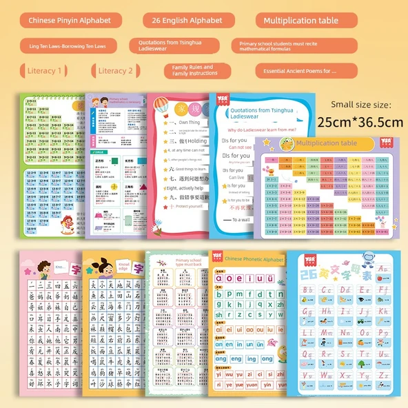 Pinyin Alfabe Sayı Öğrenme Duvar Tablosu - Pinyin Duvar Tablosu