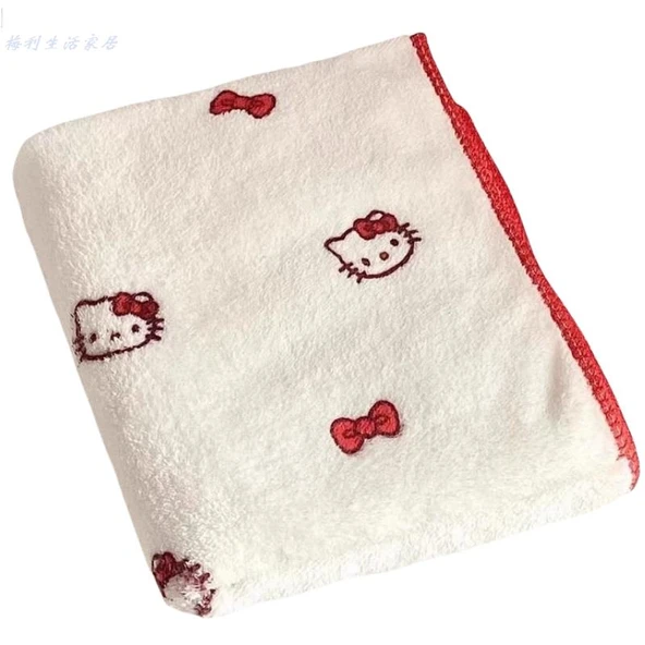 Hello Kitty Mercan Polar Havlu - Kilit Kenarlı KT Miyav Banyo Havlusu - 6