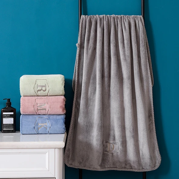 Mercan Kadife Emici Yumuşak Banyo Havlusu - Pembe 70x140cm - 4