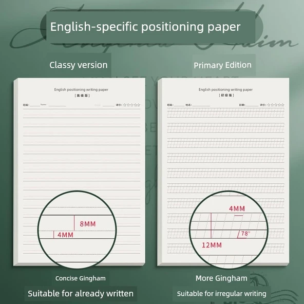 İngilizce Yazma Kağıdı - [Primary + Classy Edition] 2 Kitap Toplam 100 Adet