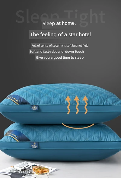 Otel Tipi Yastık İçi Dolgusu - Çift Taraflı Üç Çizgili Gri Yüksek Yastık + Yastık Kılıfı (2 Adet) - 11