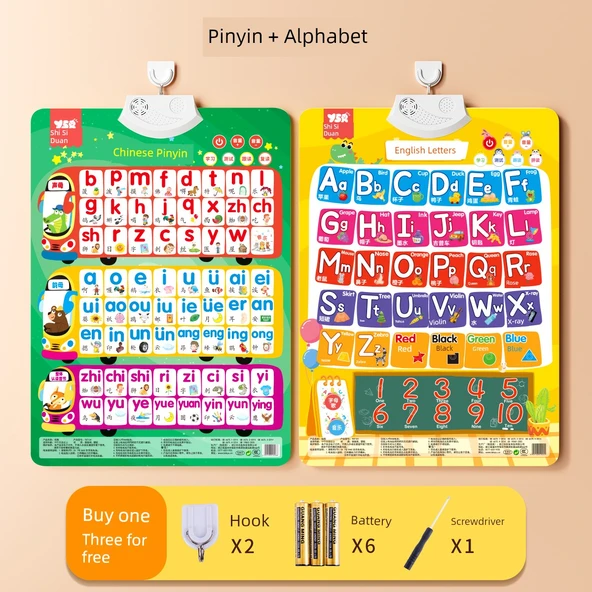 Pinyin Alfabe Sayı Öğrenme Duvar Tablosu - Pinyin Harfler Seti