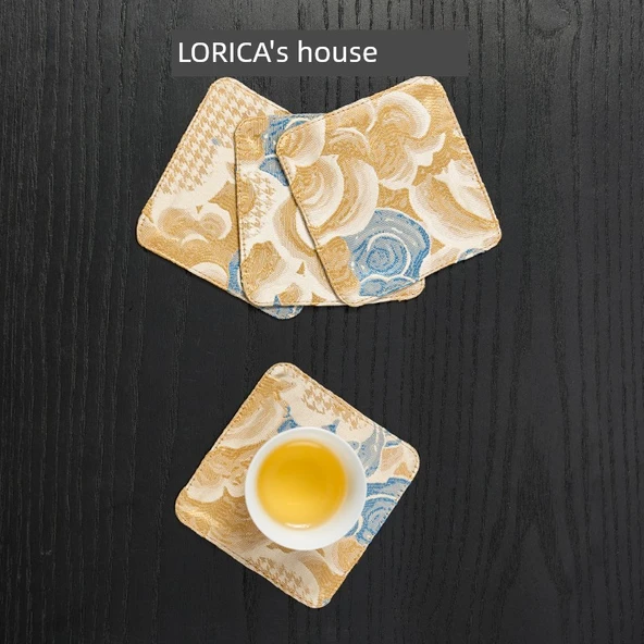 Çin Tarzı Su Geçirmez Masa Örtüsü - Bardak Altlığı 9*9cm (4 Adet)