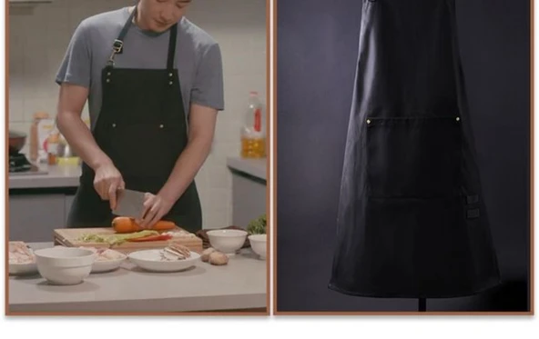 Pamuklu Askılı Aşçı Önlüğü - Haki - Resim 9