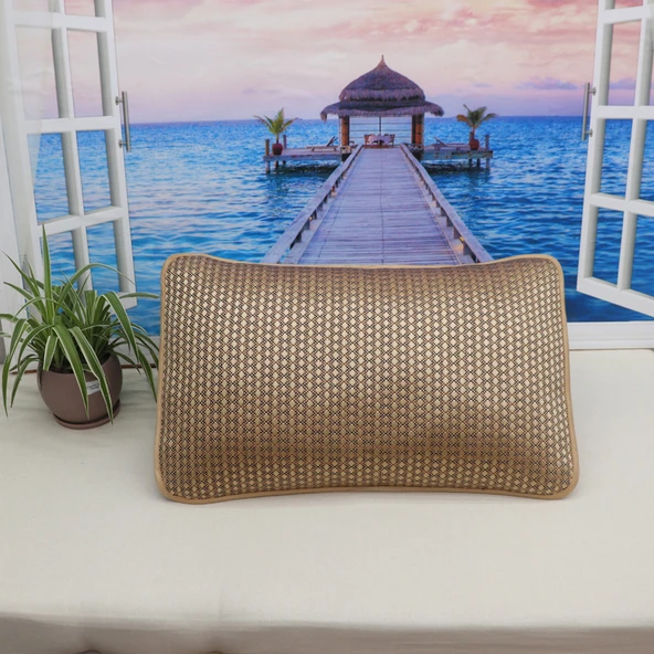 Yazlık Buz İpek Rattan Yastık Kılıfı 48cm x 74cm - Çift Taraflı Çapraz Buz Desenli