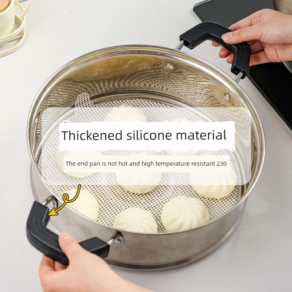 Silikon Yanmaz Tava Sapı Kılıfı - Büyük Boy Siyah (2 Adet) - Resim 5