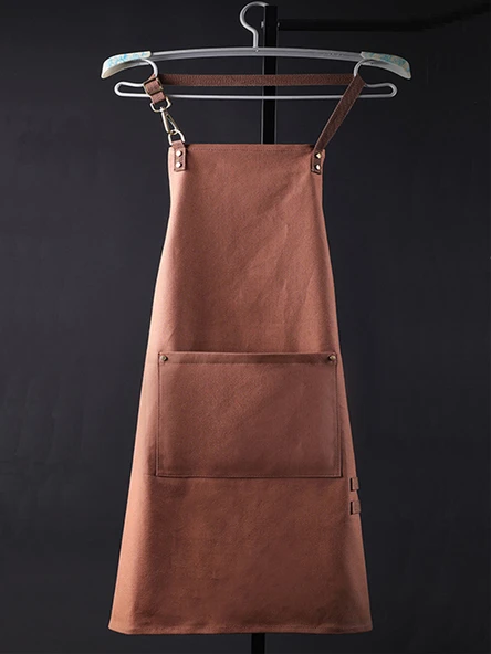 Pamuklu Askılı Aşçı Önlüğü - Haki - Resim 6
