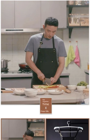 Pamuklu Askılı Aşçı Önlüğü - Haki - Resim 8