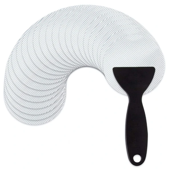 Yuvarlak Kaydırmaz Bant - 7.5x7.5cm - Şeffaf - 12 Adet + Kazıyıcı