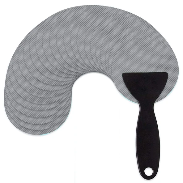 Yuvarlak Kaydırmaz Bant - 7.5x7.5cm - Gri - 12 Adet + Kazıyıcı