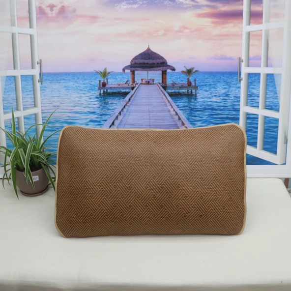 Yazlık Buz İpek Rattan Yastık Kılıfı 48cm x 74cm - Çift Taraflı Çapraz Buz Desenli - 3