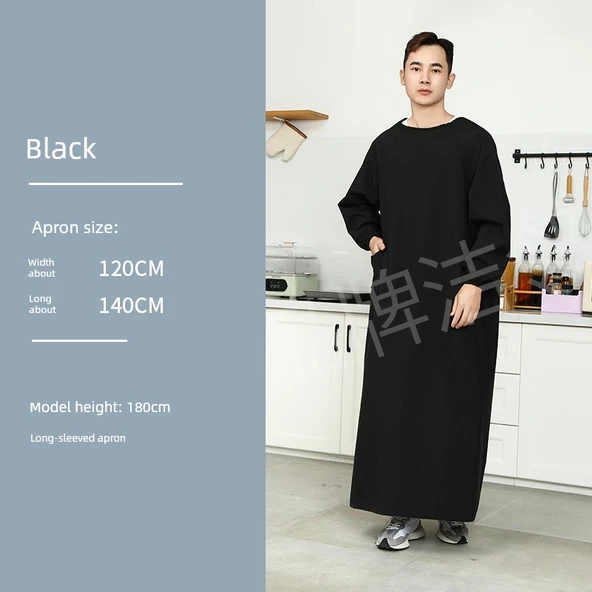 Su Geçirmez Uzun Kollu Önlük - Siyah - 3XL Beden