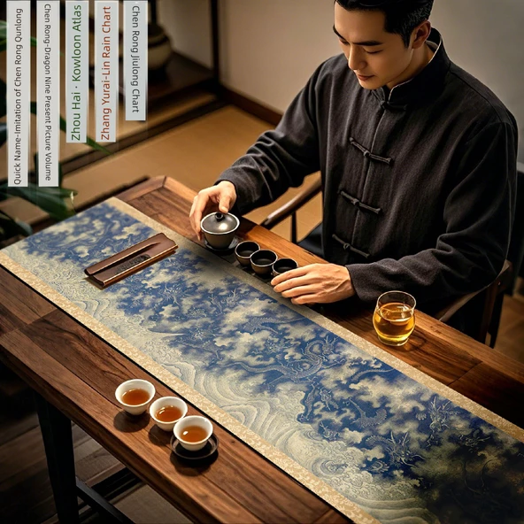 Çin Tarzı Diatomit Çay Matı - Chen Rong Mo Long Hacmi - 30x120cm - 2