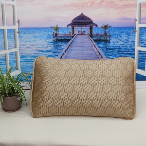 Yazlık Buz İpek Rattan Yastık Kılıfı 48cm x 74cm - Sonsuz Yeşim Buz Rattan Desenli - 6