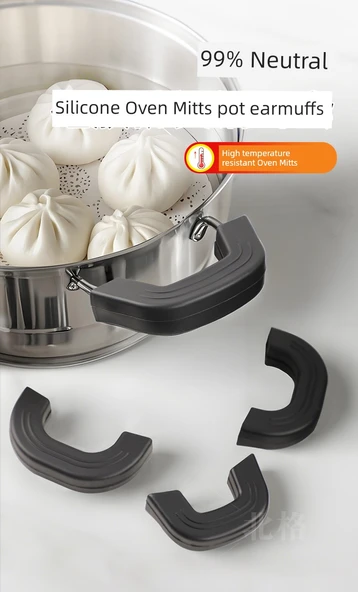 Silikon Yanmaz Tava Sapı Kılıfı - Büyük Boy Siyah (2 Adet) - Resim 7