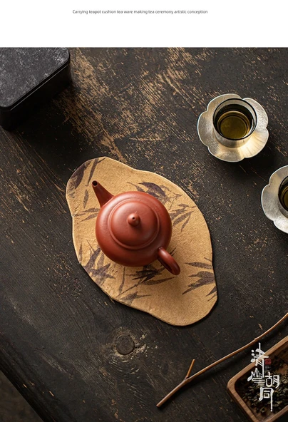 Uzun Kare Çay Matı - Trabzon Hurması Desenli - Zen Stili - 8