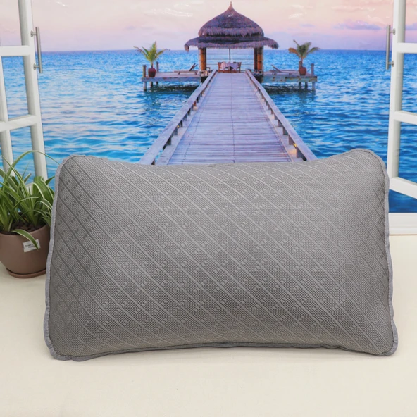Yazlık Buz İpek Rattan Yastık Kılıfı 48cm x 74cm - Çift Taraflı Çapraz Buz Desenli - 5
