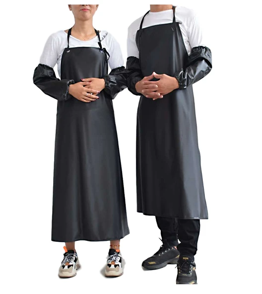 Su Geçirmez Çift Katmanlı Mutfak Önlüğü - 110x80 Siyah Kırmızı - Resim 8