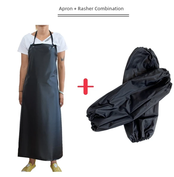 Su Geçirmez Çift Katmanlı Mutfak Önlüğü - 110x80 Siyah Kırmızı - Resim 9