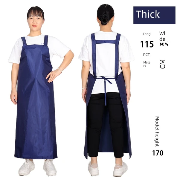 Su Geçirmez Yağa Dayanıklı Mutfak Önlüğü - Kalınlaştırılmış Koyu Mavi - Büyük Boy 115*85cm