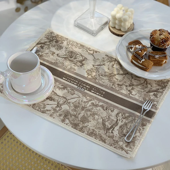 Pamuklu Keten Restoran Masa Örtüsü - Altın D Home 53cmx37cm